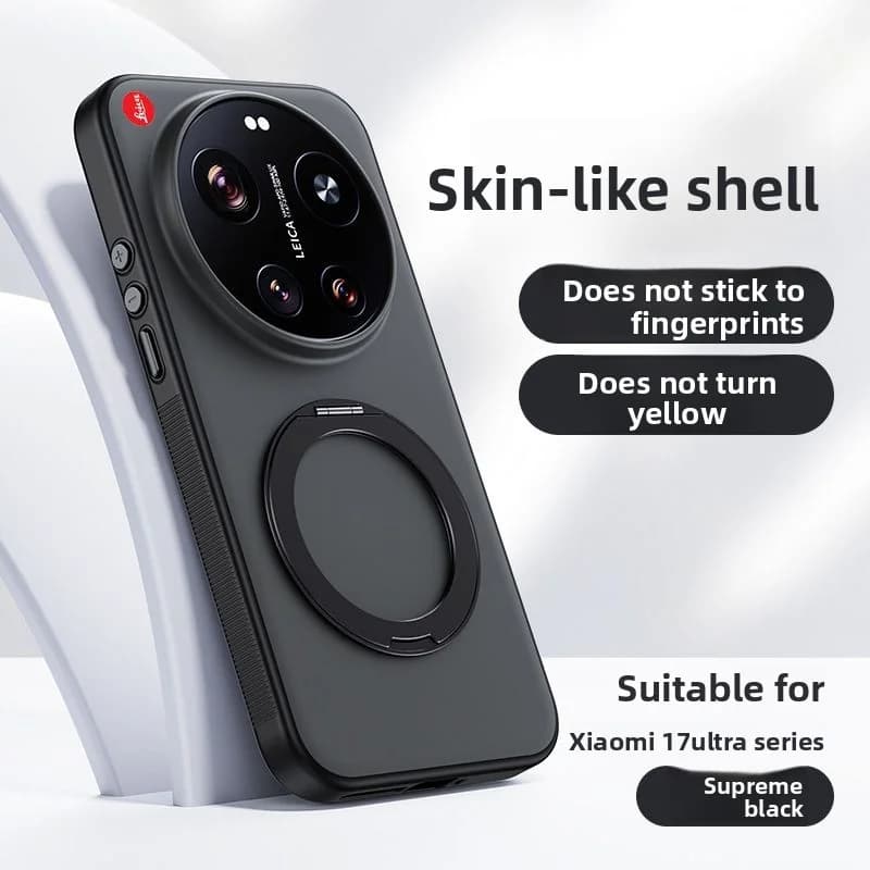Custodia Protettiva in Silicone Rigido con Anello e Supporto Magnetico MagSafe per Xiaomi Mi 17 Ultra - Design alla Moda