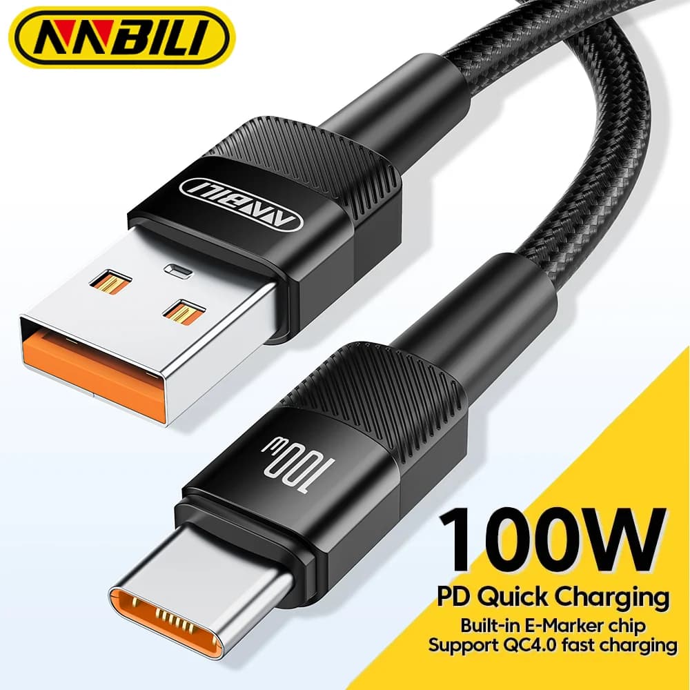 NNBILI USB to USB C 100W PD 3.0 Quick Charge 4.0 USB-A to C type Quick Charging Cable for MacBook Samsung Xiaomi HuaWei