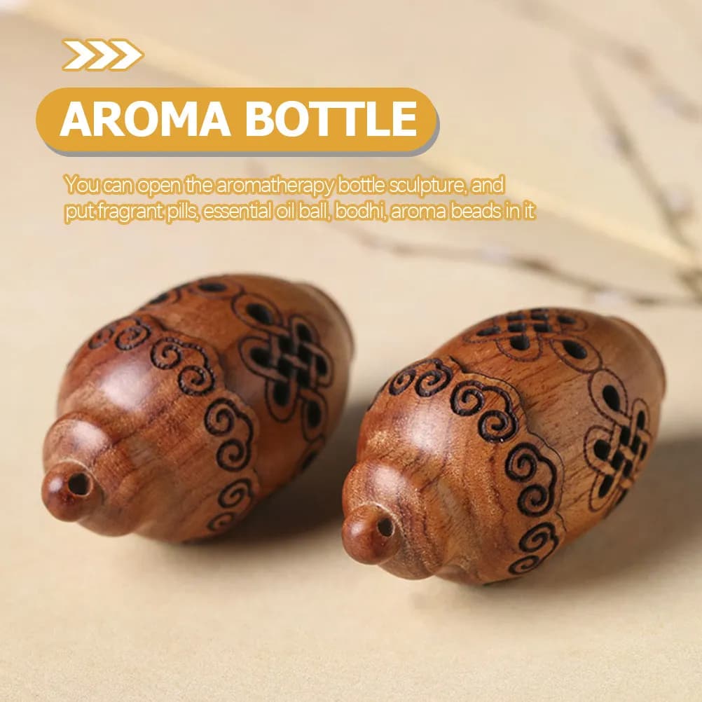 Scultura in Legno Cavo a Forma di Bottiglia per Aromi, per Perle Profumate Fai-da-te, Sfere di Olio Essenziale, Diffusore di Incenso Bodhi, Ciondolo Decorativo