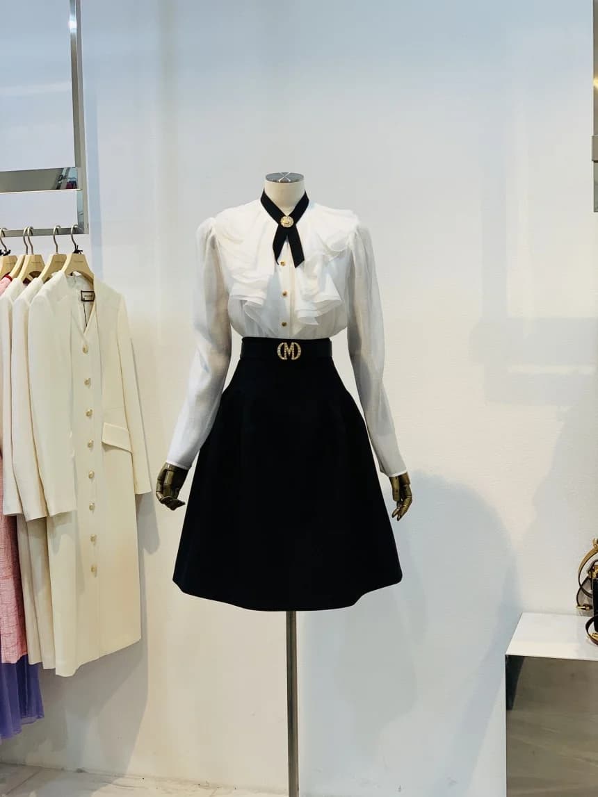 Gonna a vita alta alla moda da donna, modello A-Line, premium, nuova collezione coreana, elegante, lunga, per l'autunno
