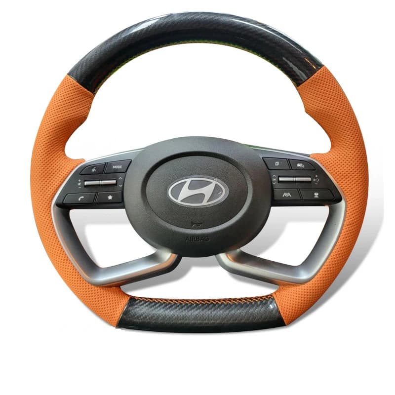 Coprivolante in Pelle Cucito a Mano Fai-da-Te per Hyundai Tucson Avante CN7 I20 Santa Cruz, Morbido Antiscivolo su Misura