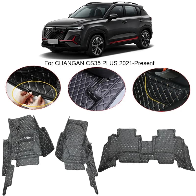 3D Full Surround Per CHANGAN CS35 Plus 2021-2025 Tappetino per auto Fodera protettiva Rilievi del piede Tappeto PU Accessorio impermeabile in pelle