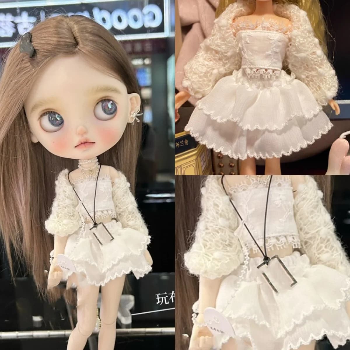 Blyth OB24 Azone19 Dolce e carino scialle lavorato a maglia bianco Gonna bianca Accessorio Accessorio di abbigliamento Adatto per ragazza Action Figure Toys
