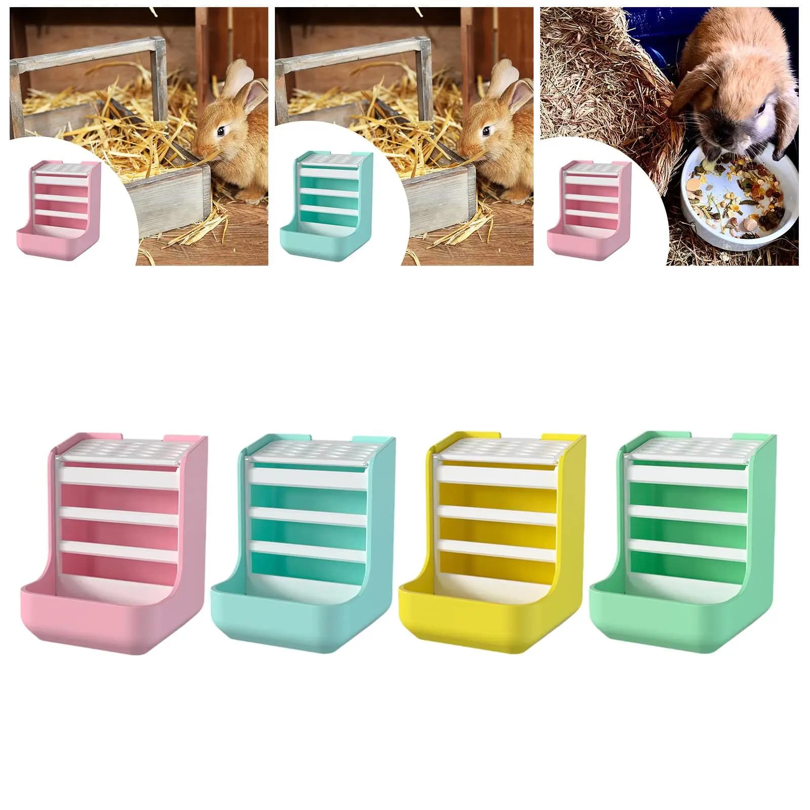 Alimentatore per fieno per conigli Ciotola per alimenti Durata Pratico mangiatoia per erba per animali domestici Leggero 2 in 1 Dispenser per fieno per conigli per roditori
