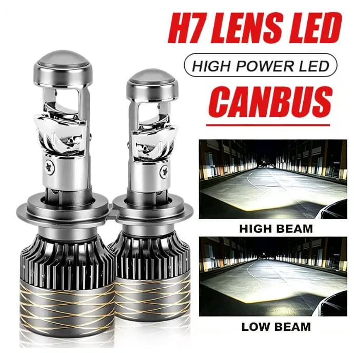 Canbus Error‑Free LED Projector Bulbs 6000K Mini Turbo H4 H7 H8 H11 9005 9006 HB3 HB4 Car Moto Headlight Fog Light Replacement