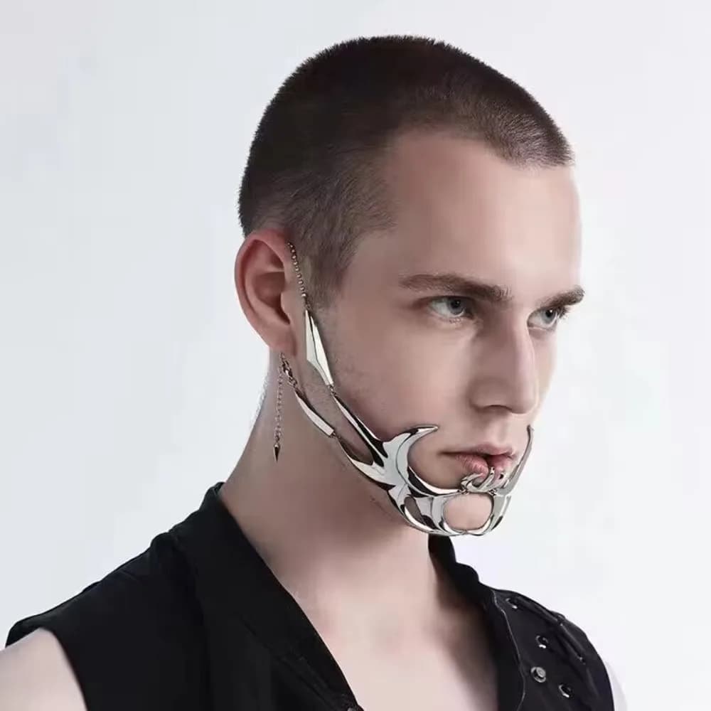 Anello per Labbra, Gioiello per Viso e Orecchio, Accessori per il Corpo Punk Gotici Esagerati, Regolabili, con Design Meccanico a Lama di Sangue e Fluido Alieno, per Feste