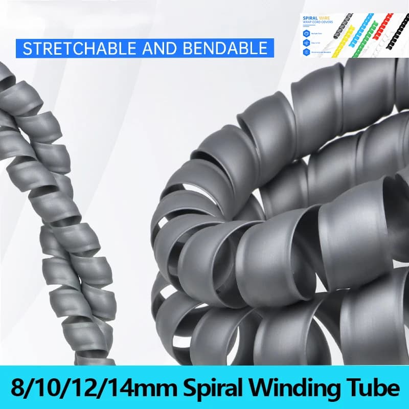 Tubo a Spirale in Plastica PP da 1~10m di Diametro Guaina Flessibile per Cavi 8/10/12/14mm, Protezione e Organizzatore per Fili e Tubi