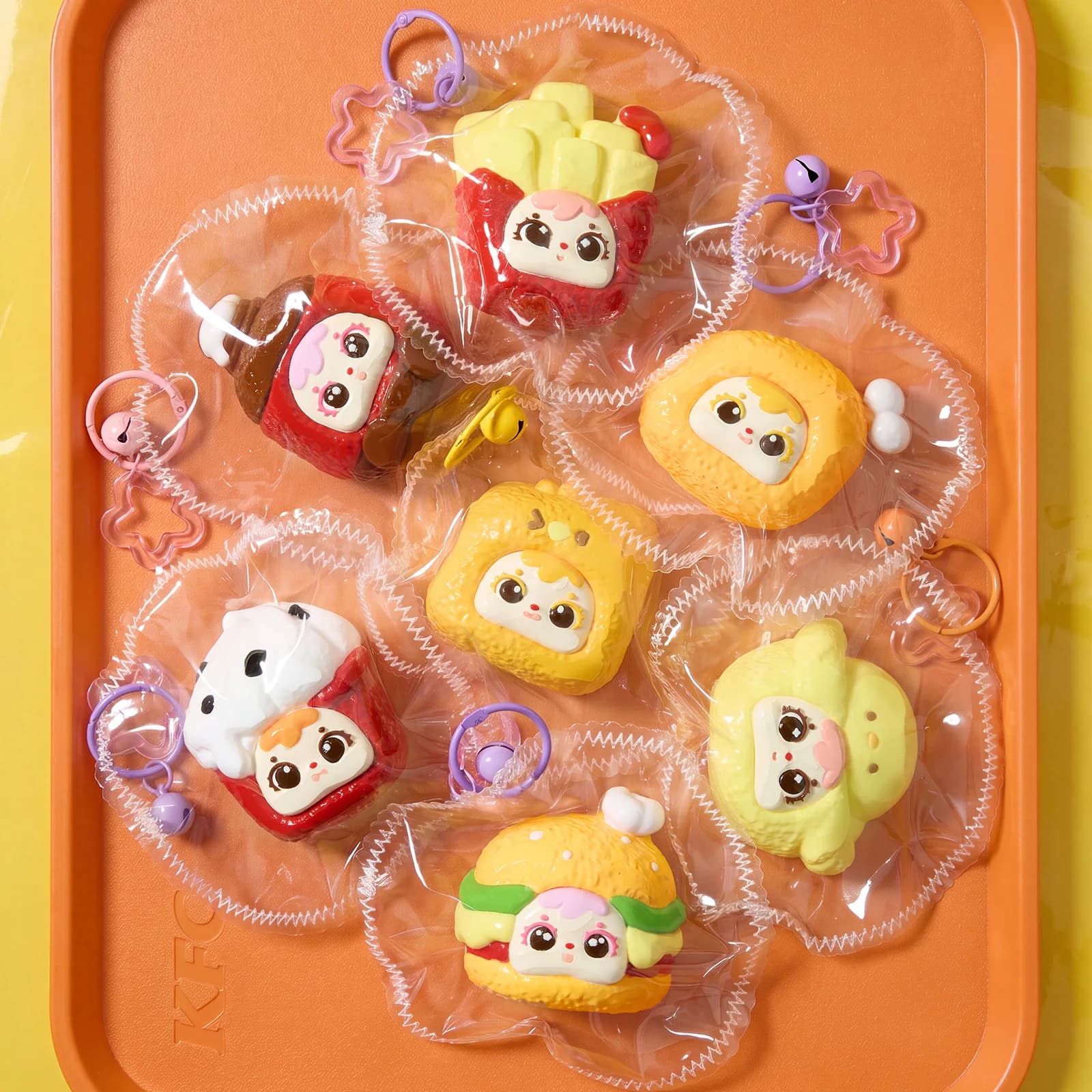 Samuel Fast Food Themed Squeeze Toys Blind Box Stress Relief Squishy Keychain Anxiety Relief Car Decoration Mystery Box Toy Gift