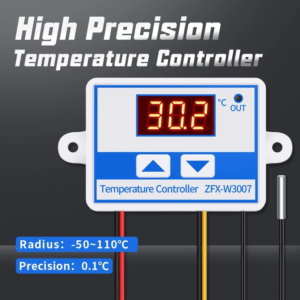 Regolatore di temperatura digitale 10A per incubatrice Raffreddamento Interruttore di riscaldamento Display a LED Termostato Sensore NTC impermeabile ZFX-W3007
