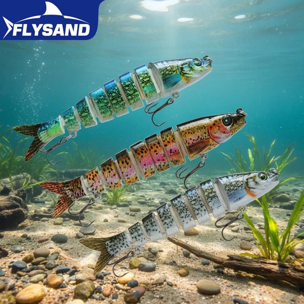 Fishing bait at 8 segments Minnow Long Launch Vibration bait for sea fishing simulation Hard bait for road runner