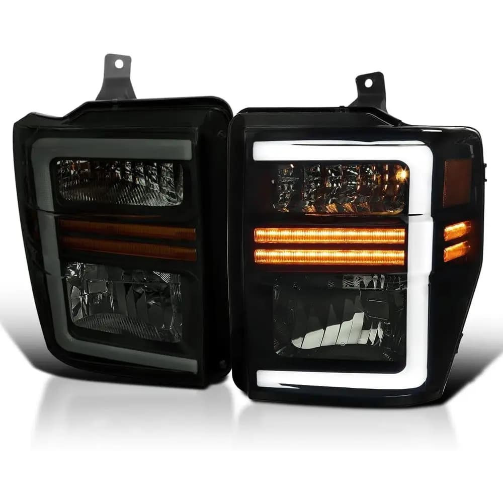 Fari Stile Factory con Fumo Nero e Indicatori di Direzione LED Sequenziali Compatibili con Ford F-250, F-350, F-450, F-550 S 2008-2010