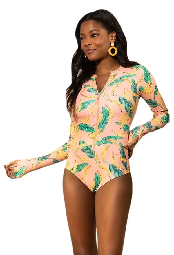 Costume da bagno intero traspirante a maniche lunghe per sport, surf, body da donna, per nuoto, spiaggia e piscina