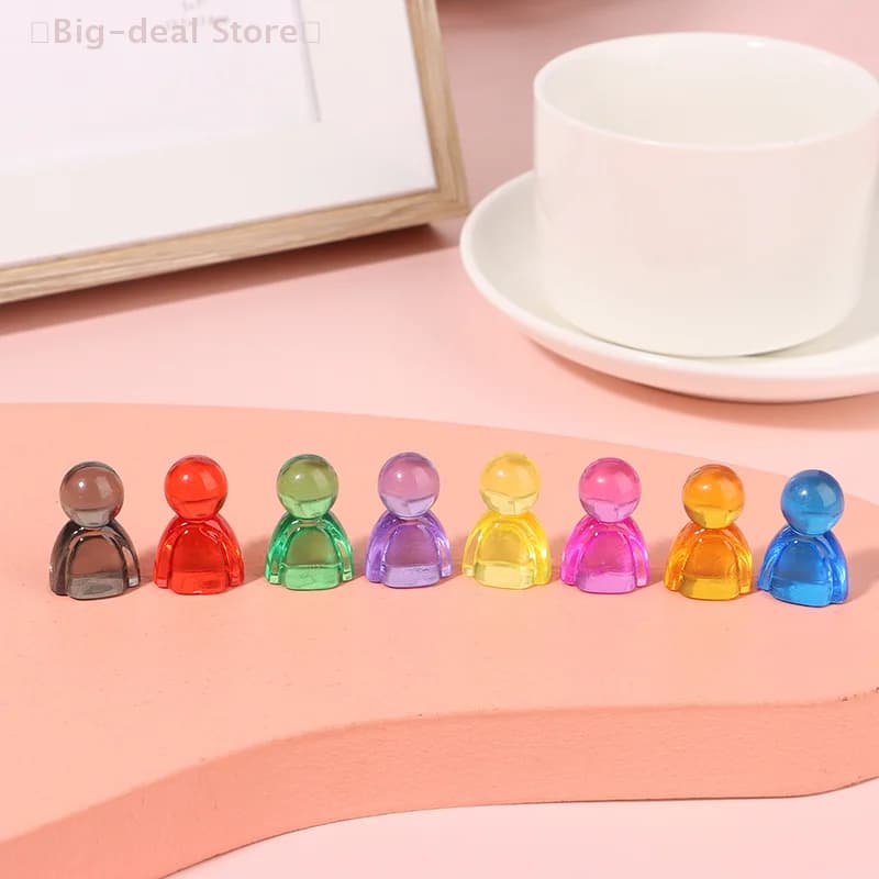 【M】 20 pezzi pennarelli per giochi a colori casuali gioco interattivo acrilico pezzi degli scacchi umanoidi 24 * 16 * 12mm per accessori di carte da gioco da tavolo