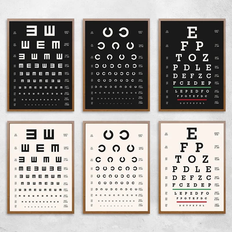 Visual Acuity Eye Exam Chart Posters and Prints Vision Test Tables Canvas Painting Classroom Study Wall Art Picture Decor Cua