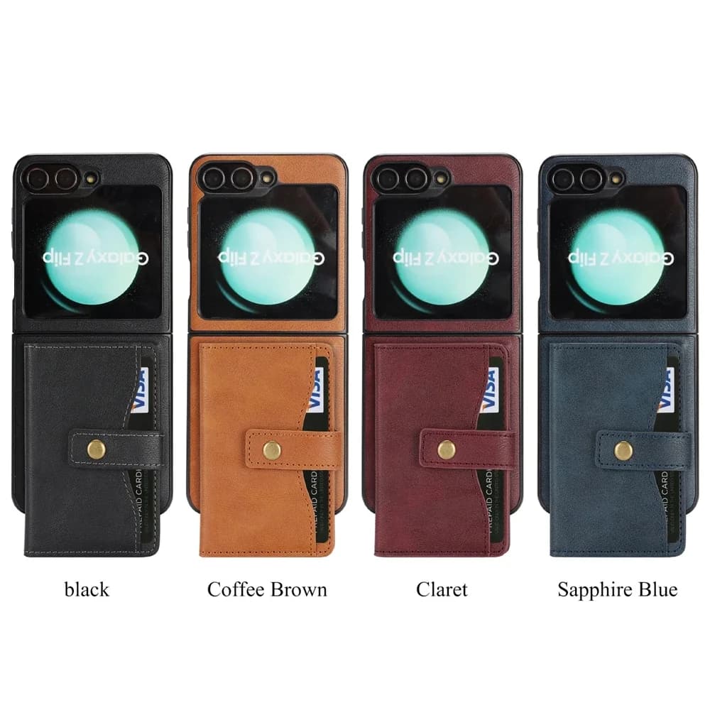 2-in-1 Magnetic Protective Case in Anti-shocket Vintage Leather with Card Holder and Kickstand Function for Samsung Galaxy Z Flip 7 6 5 4 3
