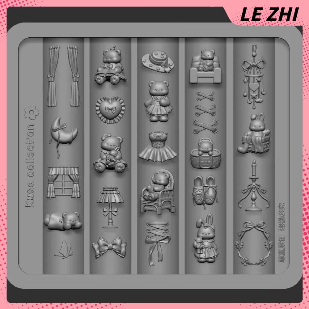 Stampo in Silicone per Unghie a Tema Animali, Gatti, Orsi, Pupazzi di Neve, Decorazioni per la Casa, Alberi, Fiocchi, Nastri, Divani, Pudding e Gelato