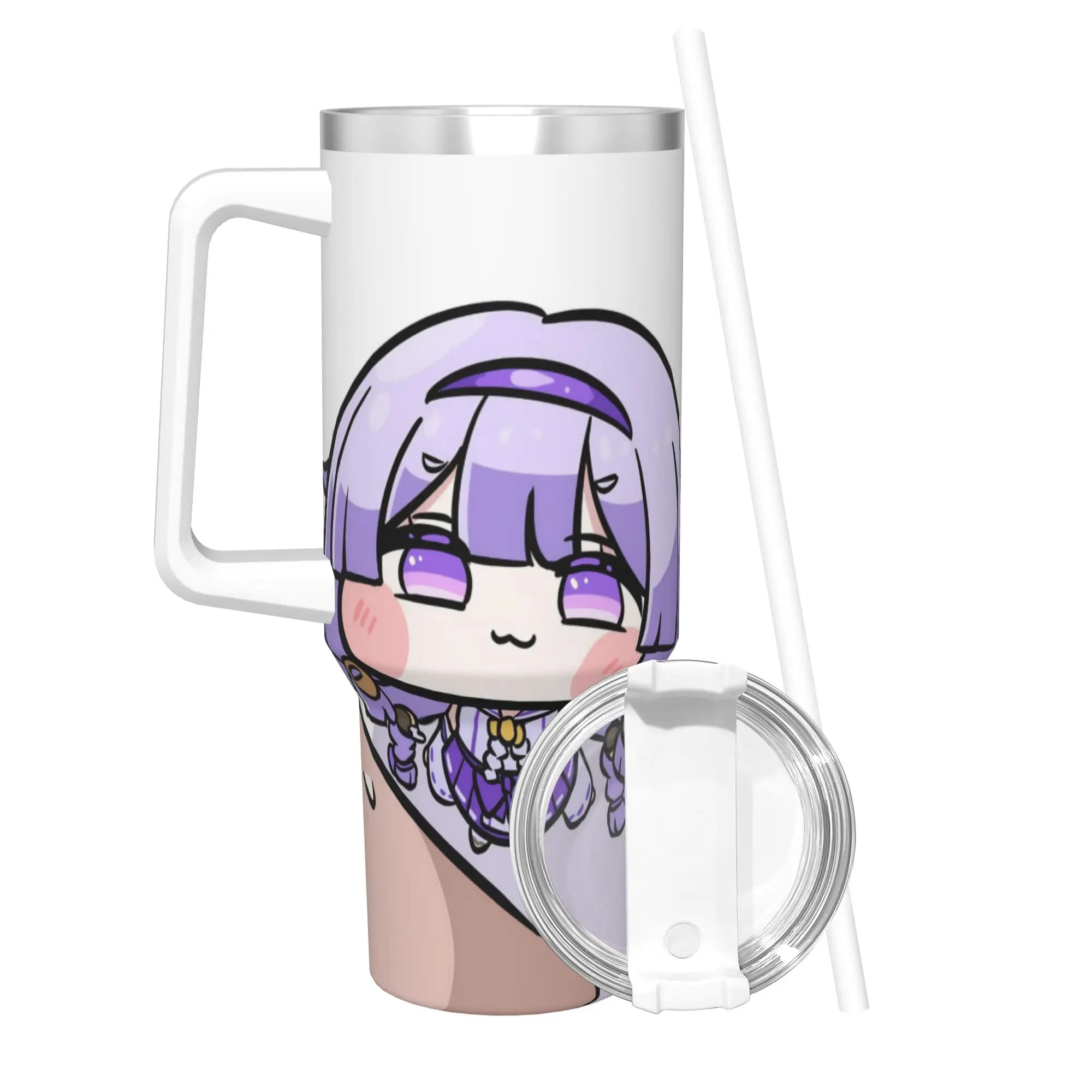 Tumbler Termico Trickcal C-Chibi Go Games con Coperchio e Cannuccia, Tazza da Auto Antigoccia 40oz