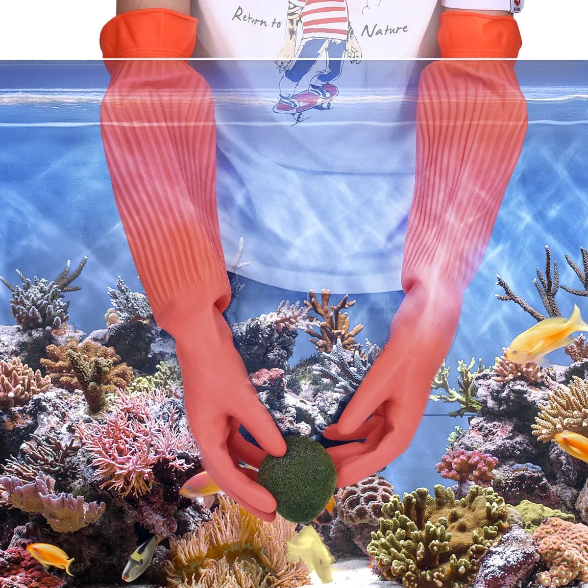 Guanti da Cucina Extra Lunghi in Lattice Popetpop, Impermeabili e Resistenti al Calore, per Pulizia Acquario e Uso Domestico