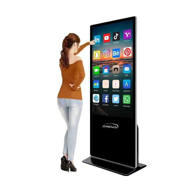 Advertising monitoring panel with vertical mobile infrared touch screen, signboard and LCD digital display