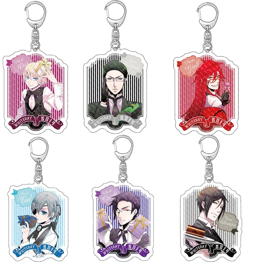 55MM Anime ‌Black Butler Acrylic Keychain Ciel Phantomhive Sebasuchan·mikaerisu Gureru·satokurifu Uiriamu·T·supiāzu Figure Gifts