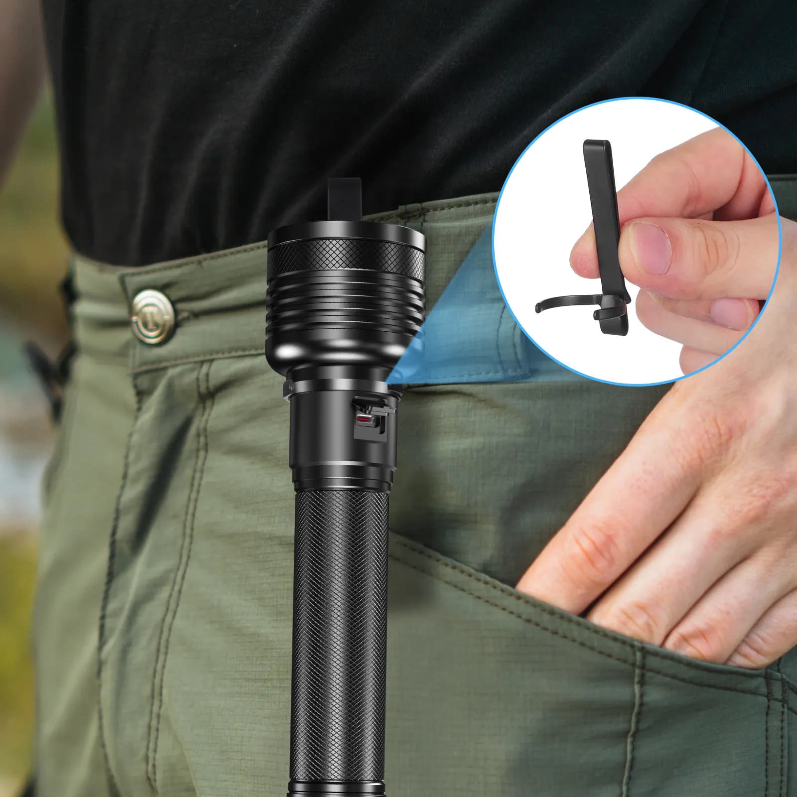 2 Pezzi Clip per Torcia in Metallo, Clip per Penna Luminosa, Supporto Regolabile per Torcia da Cintura, Clip per Luci Portachiavi per Lavoro Esterno e Riparazioni