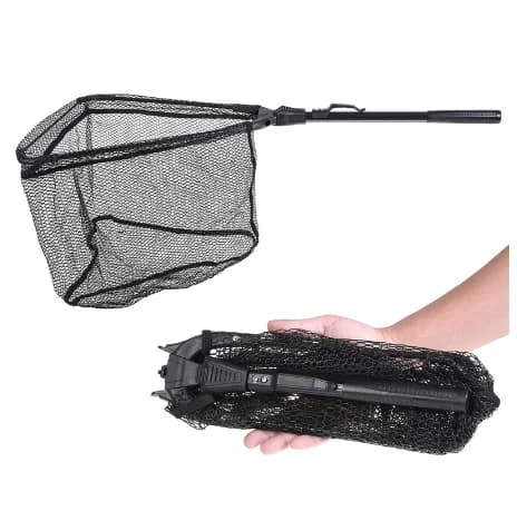 Guadino pieghevole per pesci da 78 cm Guadino triangolare pieghevole portatile per pesca a mosca con manico lungo