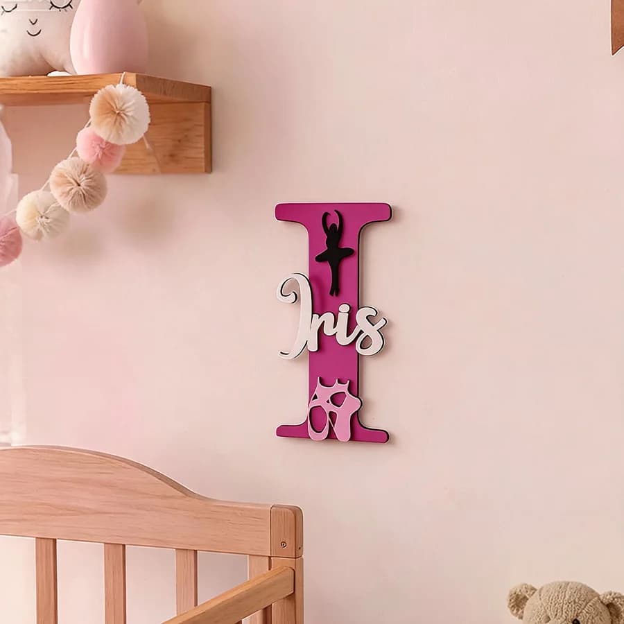 1pc wooden double-layer surname nameplate, custom name, gift for dance enthusiasts, suitable for children's rooms