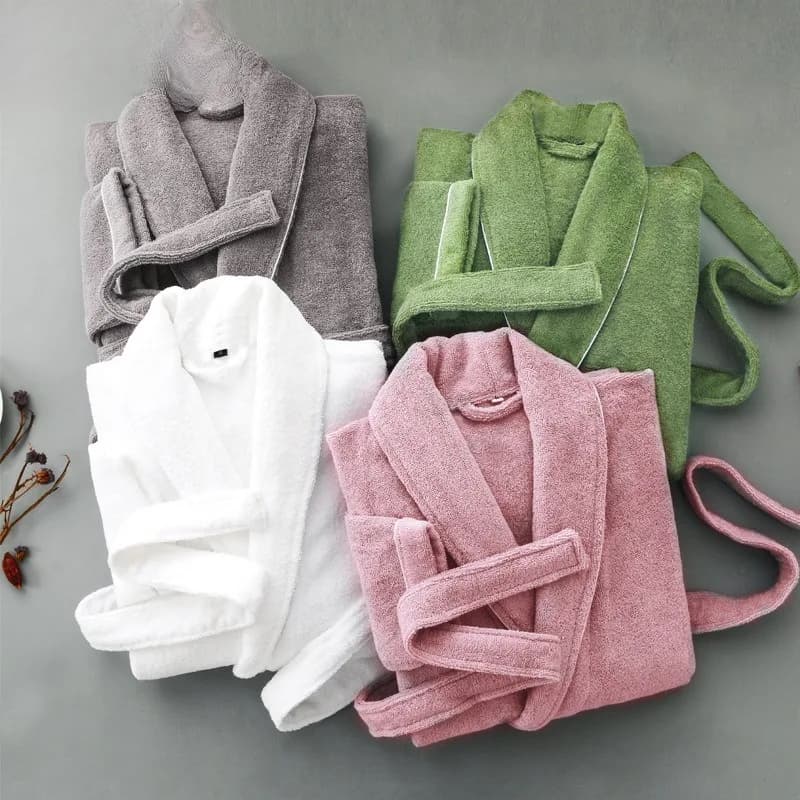 Accappatoio Unisex in Spugna di Cotone Spesso Super Assorbente Stile Hotel 5 Stelle per Spa Invernale
