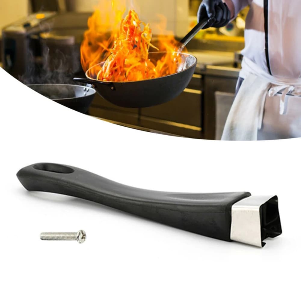 Black pan handle Cooker for pan Kitchen accessories Spare parts with screws Universal pan heat resistant Hanging
