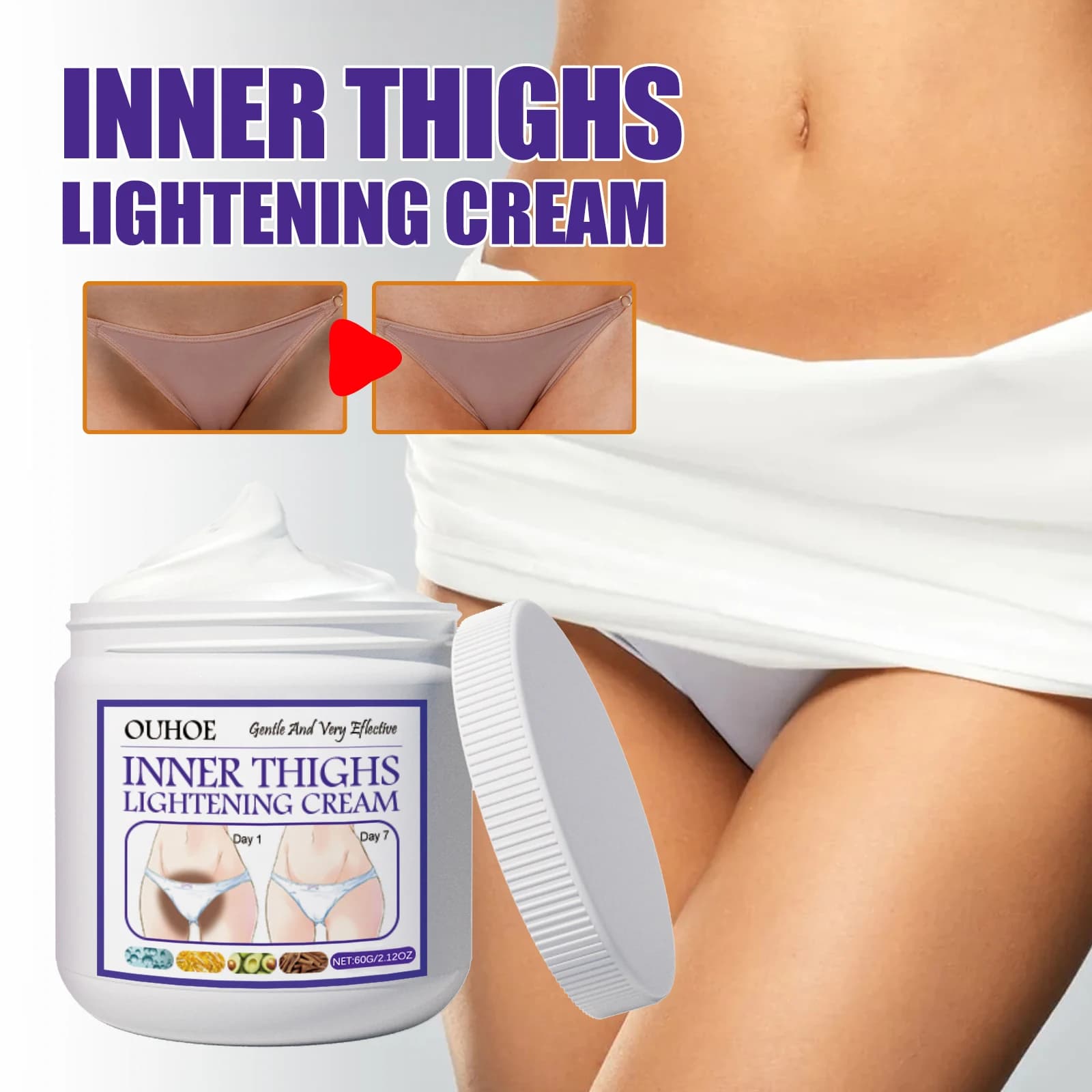 Smooth Cream for Interior Cosmetics, Intime Zones, Ascelles and Glutei, Whitening Lotion for Macchie Scure, Body Lighting, Uniforms Skin Tone
