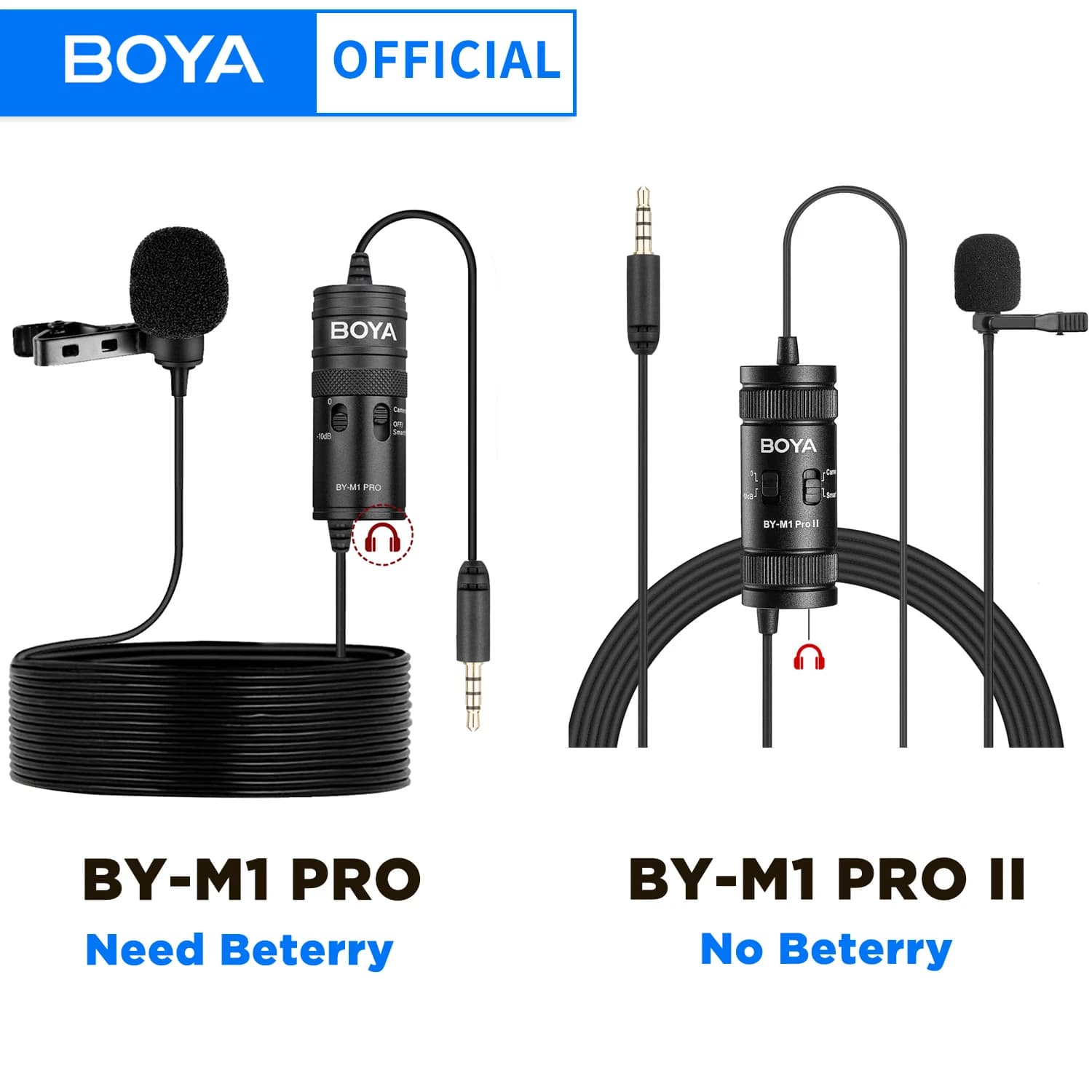 BOYA BY-M1 PRO/BY-M1 PRO II Microfono lavalier cablato da 3,5 mm TRRS per smartphone PC Registrazione fotocamera Youtube Streaming live