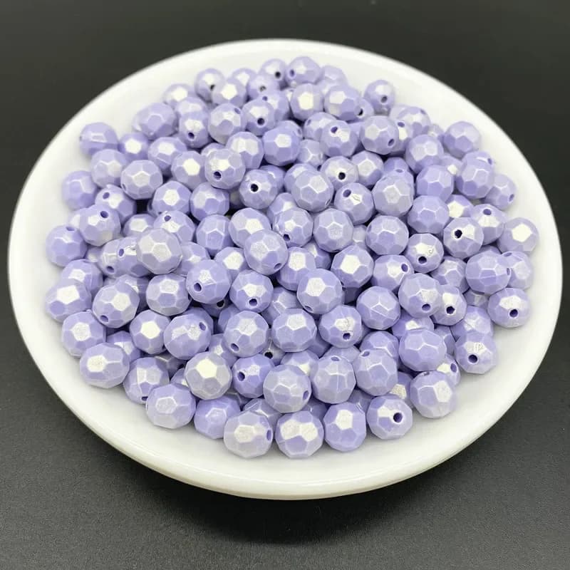 500 Grams Matte Faceted Round Acrylic Beads Straight Hole Loose Spacer Necklace Bracelet Pendant Earrings Jewelry Making