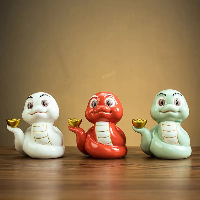 2025 Anno della mascotte del serpente Ornamenti Tea Pet Lucky 12 Zodiaco Ornamenti Serpente per correre Regali di Capodanno