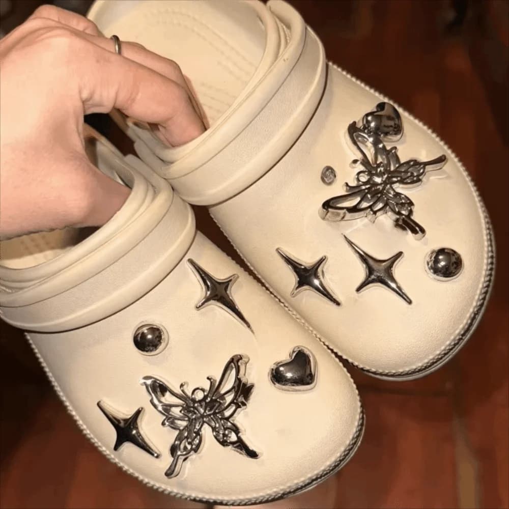 1 set di ciondoli per scarpe a forma di cuore INS, scarpe con foro fai da te, scarpe staccabili, accessori, sandali, decorazioni per scarpe