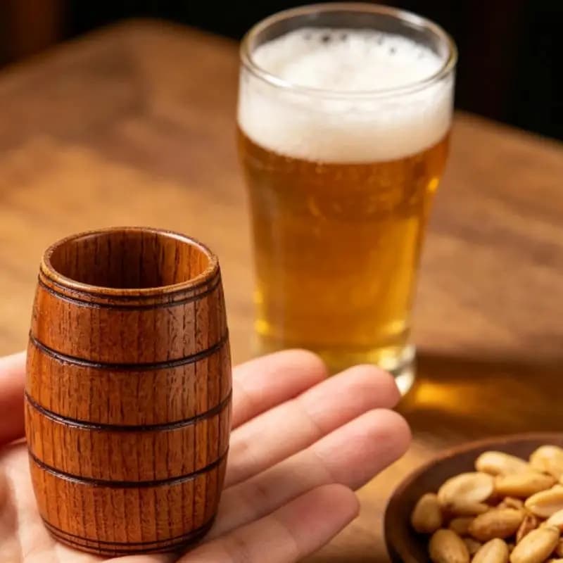 Keg Shape Unique Wooden Beer Mug 1Pcs Reusable Tea Coffee Water Drinking Cup for Bar Pub Kitchen Party Use