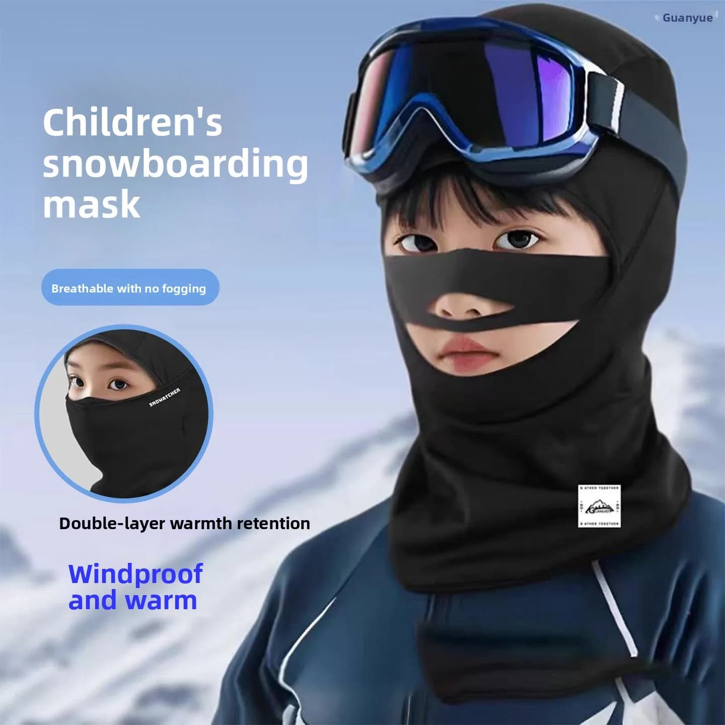 Maschera da Sci Foderata in Pile per Bambini, Antinebbia, Antivento, Antifreddo, Scaldacollo per Ciclismo, Copricapo, Protezione Viso