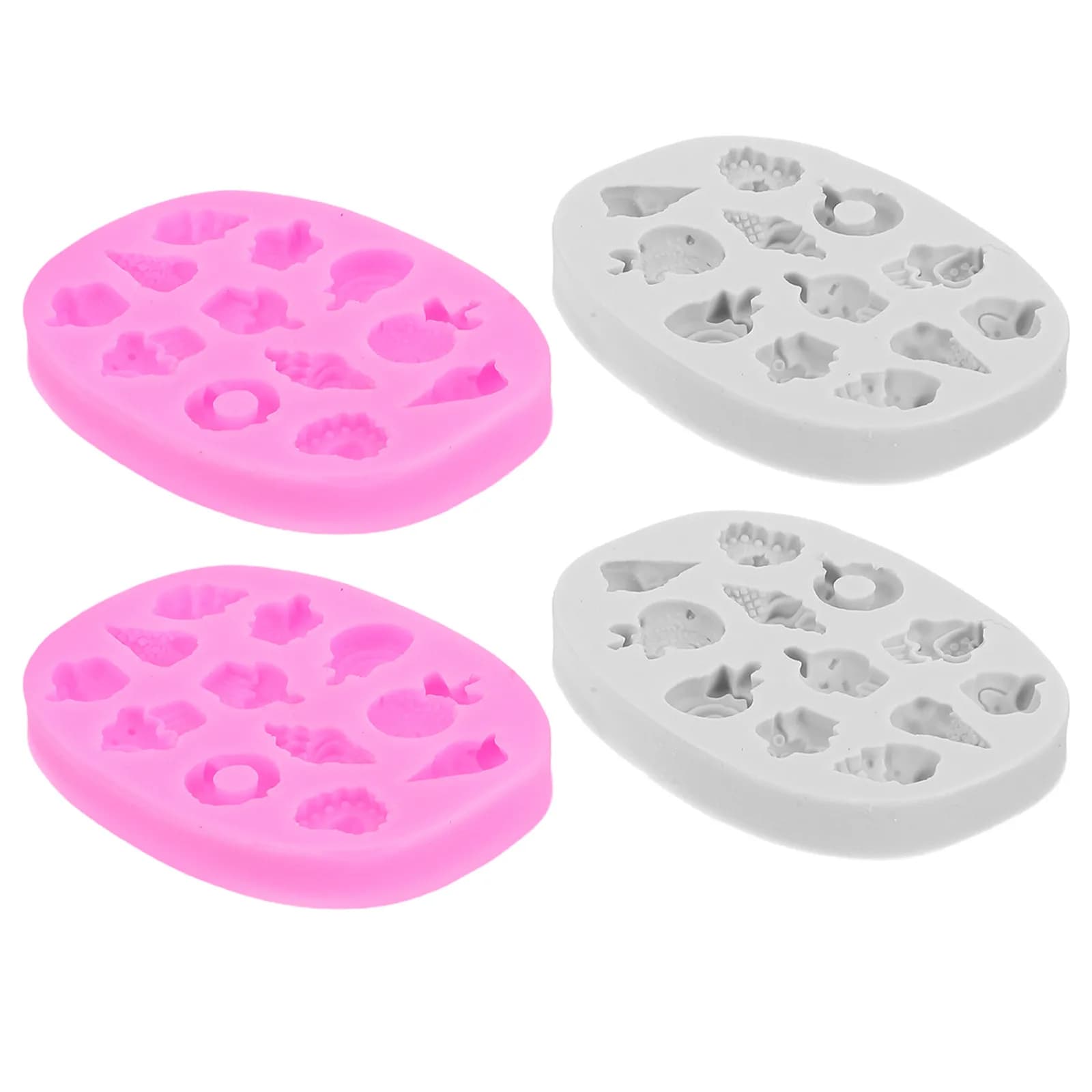 Set di 4 Stampi in Silicone per Fondente, Antiaderenti, per Decorazione Torte, Gelato, Cioccolato, Caramelle, Utilizzabili in Forno e Congelatore, Stampo per Coni Gelato
