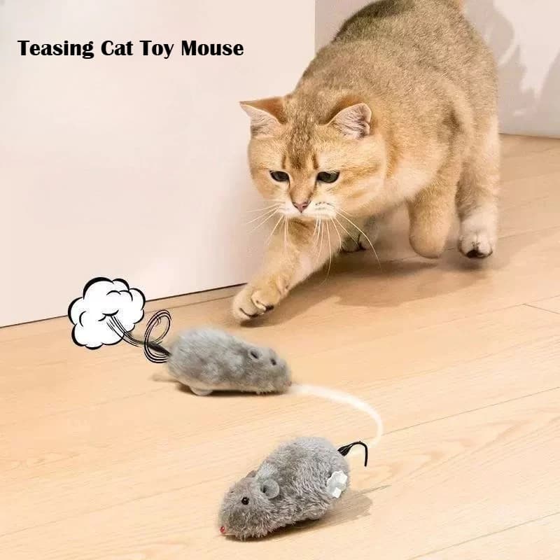 1-5 pezzi di giocattoli per gatti, divertenti e interattivi, peluche a forma di topo a carica manuale per gatti, cani e bambini, giocattolo meccanico a forma di animale in movimento