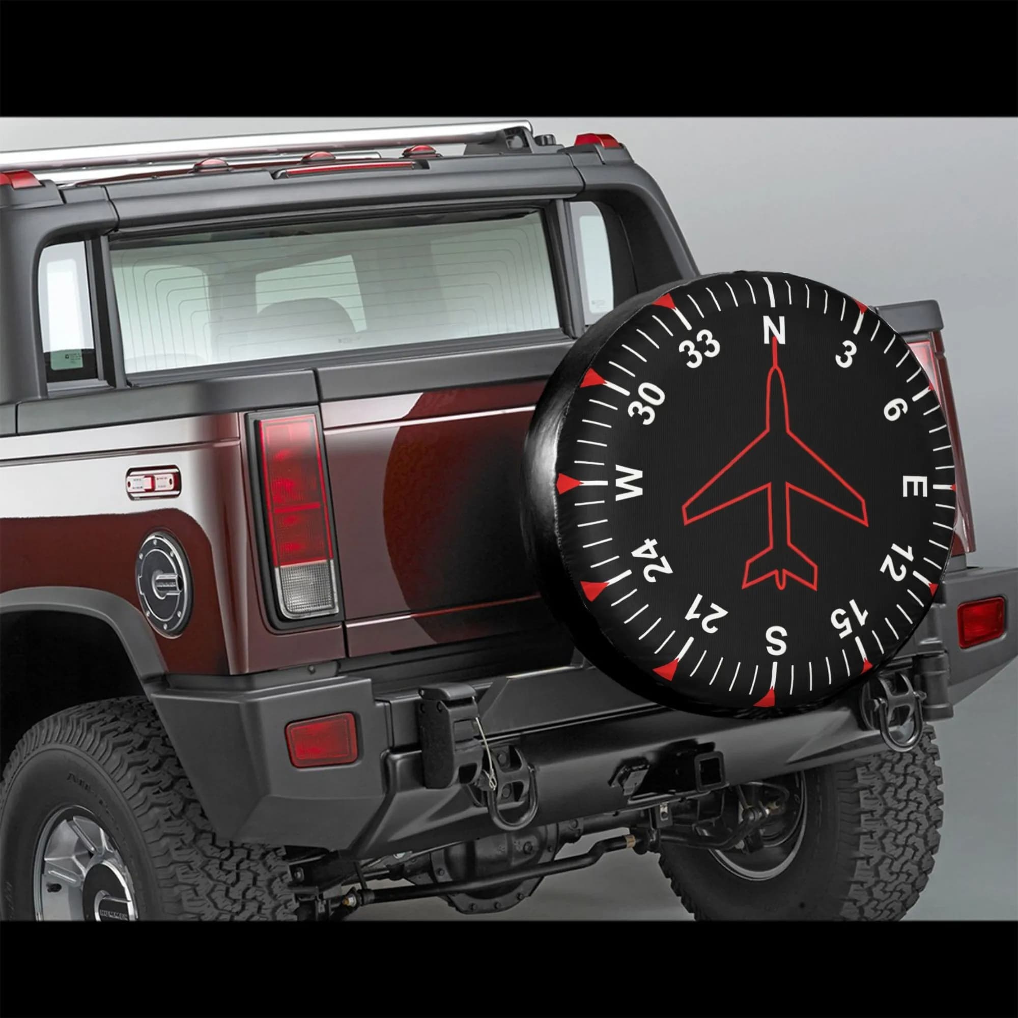 Airplane Compass Graphic Spare Tire Cover Durable Polyester Fit SUV Truck