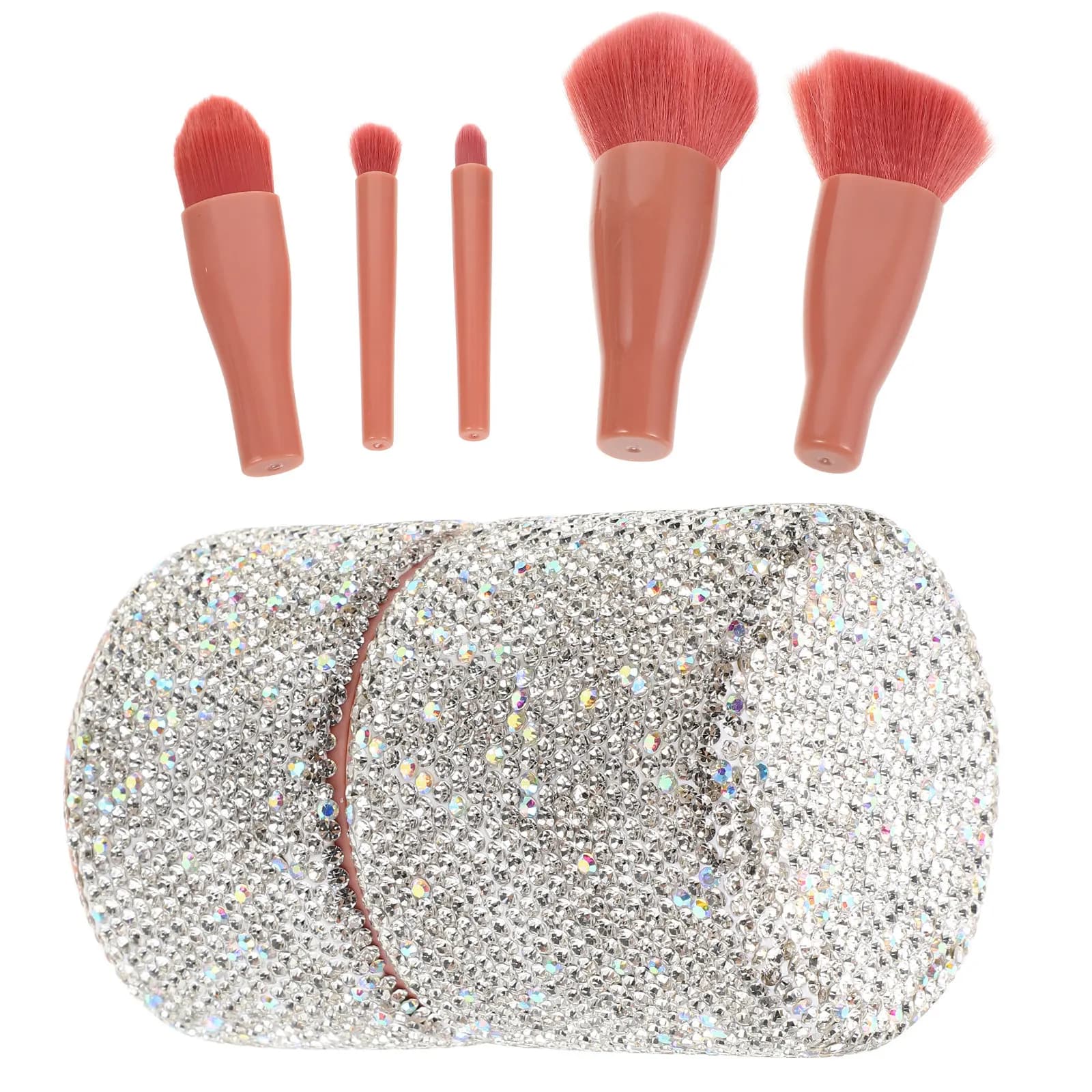 Set di 1 organizer per pennelli da trucco con strass, custodia da viaggio compatta antipolvere con coperchio per pennelli da fondotinta, ombretto e cipria