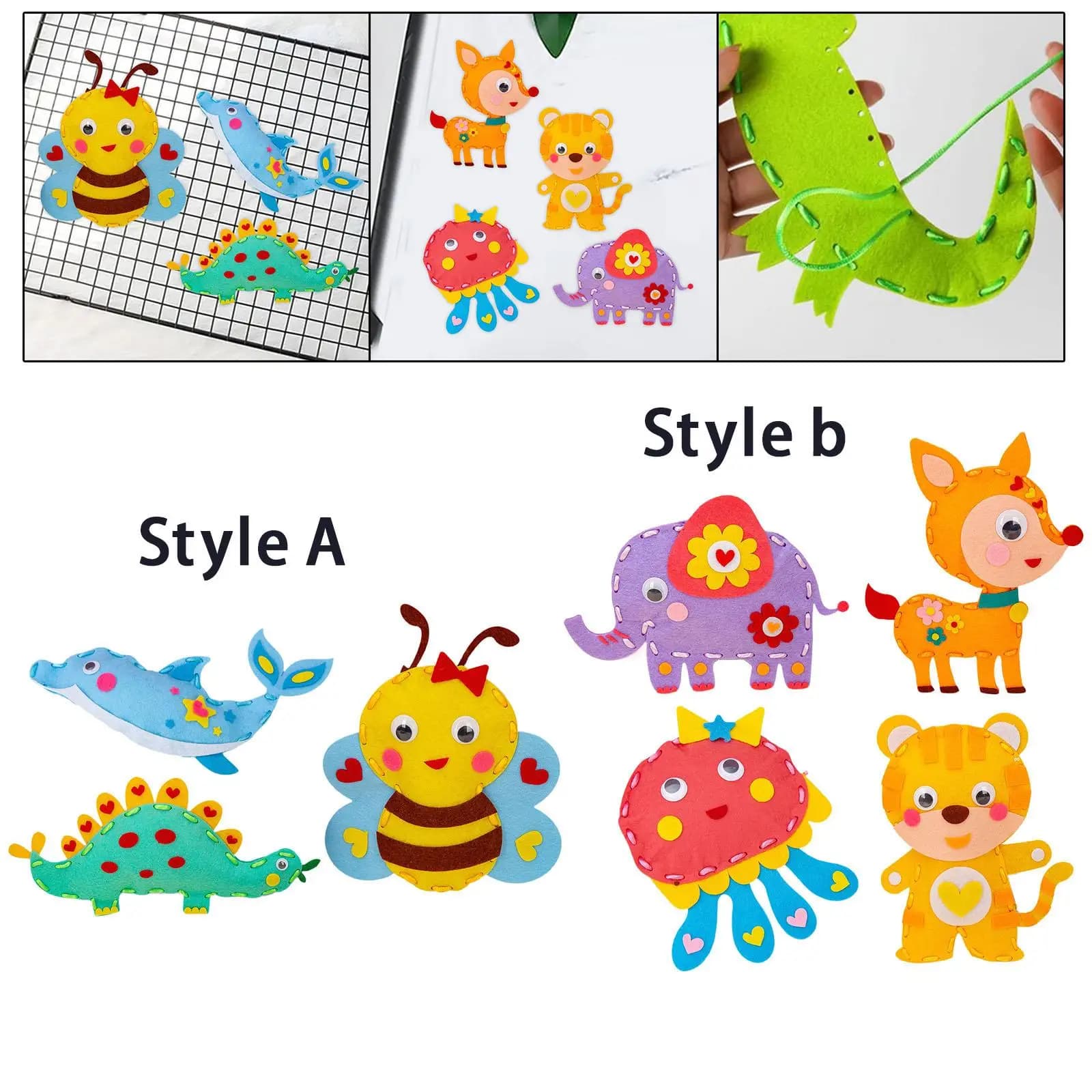 Kit da cucito fai da te da 4 pezzi, materiale per bambole a forma di animali, migliora la fiducia dei bambini, cucito adorabile