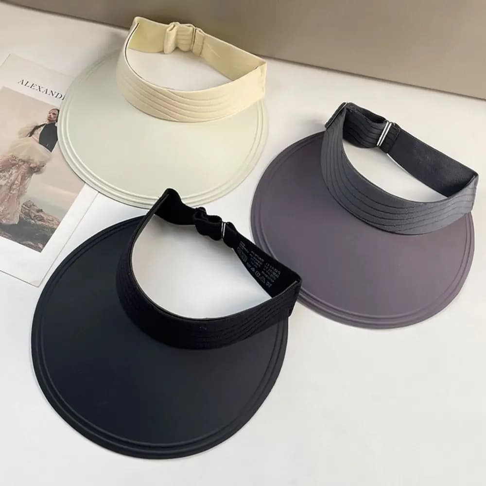 Seamless ice silk summer sun cap, with adjustable wide visor, UV protection, breathable baseball cap with open top