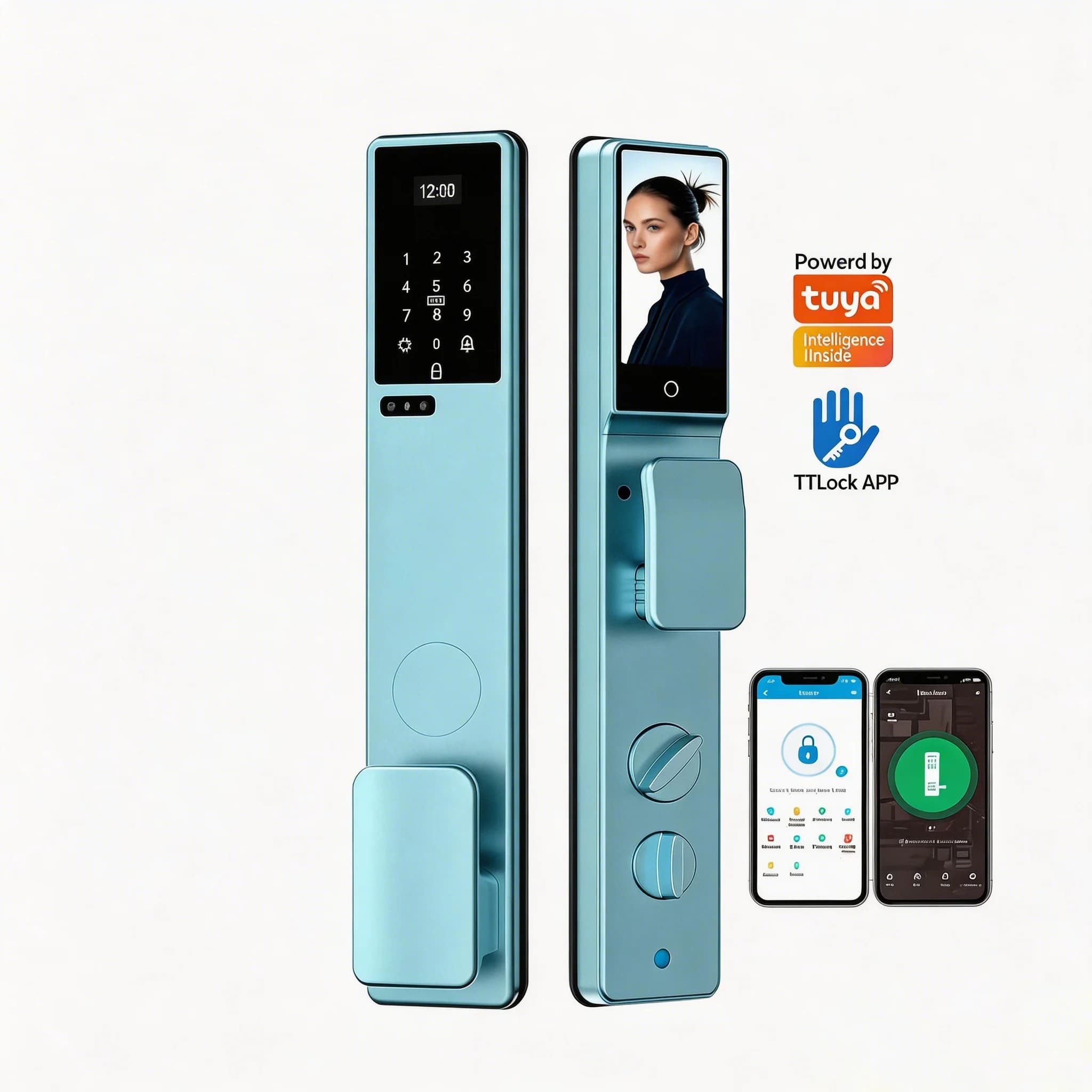 Tuya Waterproof Outdoor Smart Lock with Camera Intercom 3D Face Recognition Biometric Fingerprint Remote Access Smart Lock