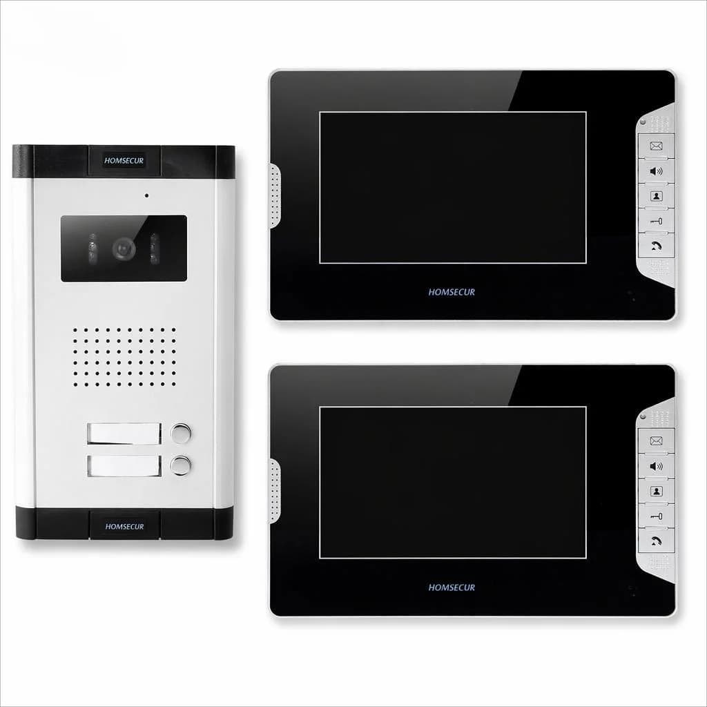 4 Wire 2 Family Video Door Phone Intercom System 7 Inch Monitor Wired Home Security Doorbell Entry Night Vision Camera Kit