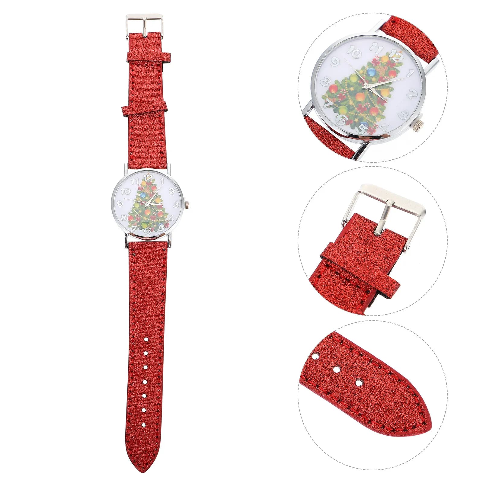 1 pezzo di elegante orologio da polso da donna con design a forma di albero di Natale, orologio da donna con cinturino in acciaio inossidabile, regalo di Natale alla moda, orologio da polso da donna