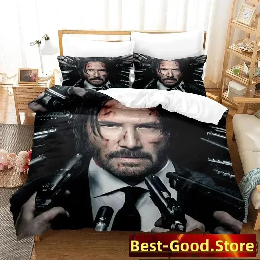 Set biancheria da letto John Wick con stampa 3D Set copripiumino Set copripiumino Federa Trapunte king Queen Size Set biancheria da letto per ragazzi adulti