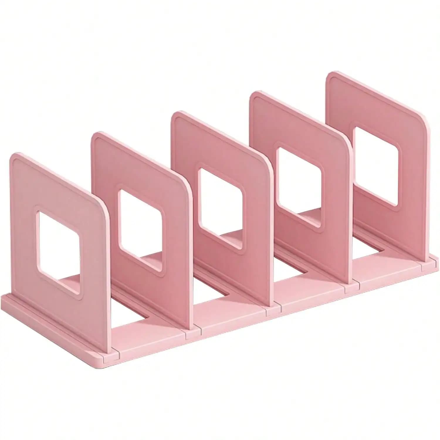 Organizzatore Verticale da Scrivania per Documenti, Porta Libri in Plastica a 4 Sezioni, Divisori Regolabili per Scaffali, Organizzatore per Borse, Portalettere, Portariviste, Scaffale (Bianco)