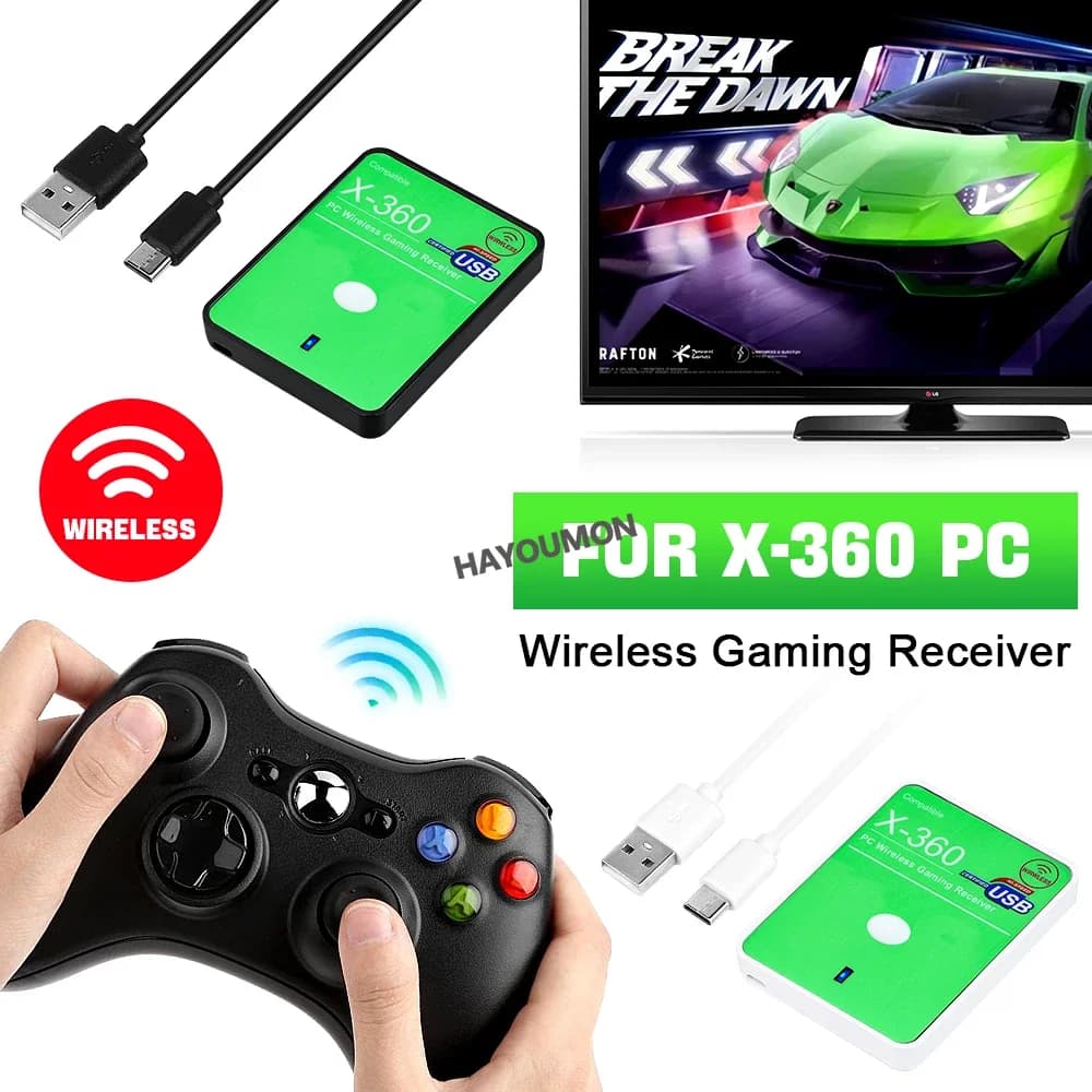 New Wireless Gaming Receiver for XBOX 360 PC Adapter For Xbox360 Game Controller Gamepad USB Receiver for Win7/10/11 Accessories