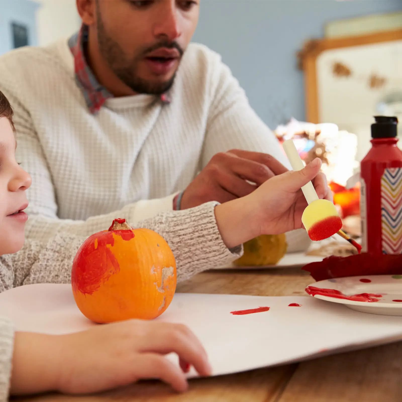 20 pennelli in spugna per pittura per bambini, punte rotonde in spugna morbida, manico in legno, strumenti di pittura pratici e convenienti per l'arte della scuola materna e del giardino