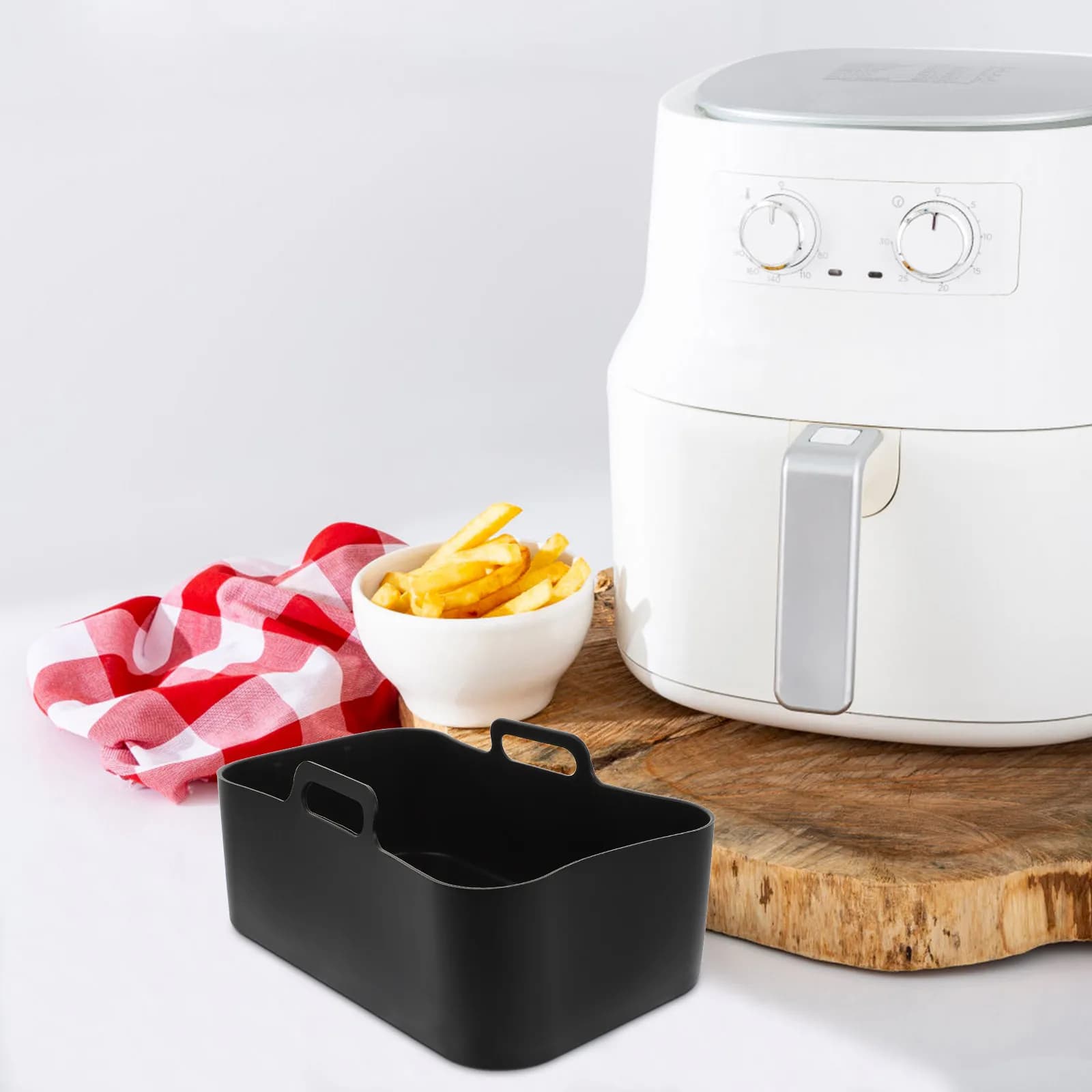 Teglia da forno in silicone per friggitrice ad aria, antiaderente, resistente al calore, riutilizzabile, con manico, accessori da cucina per la cottura